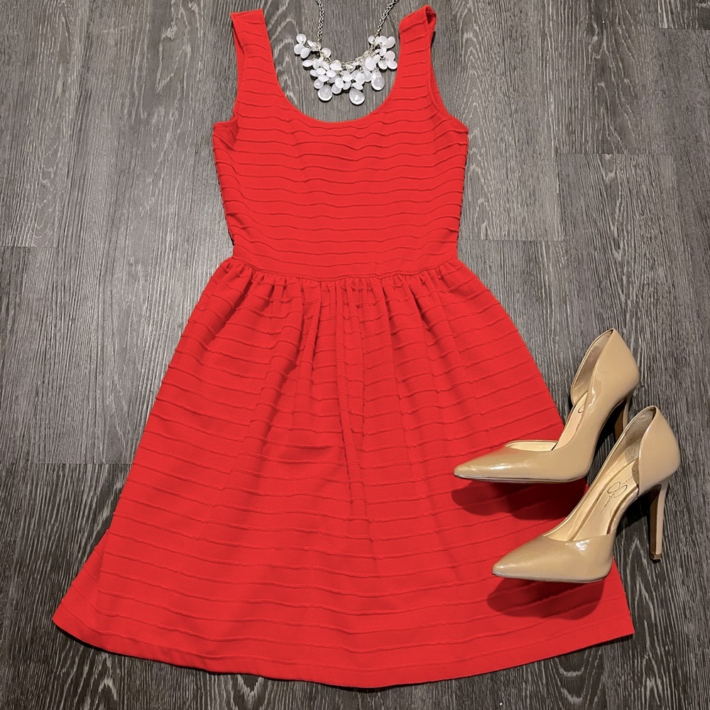 Nordstrom Rack | Bubble Piped Skater Dress | Coral | Small